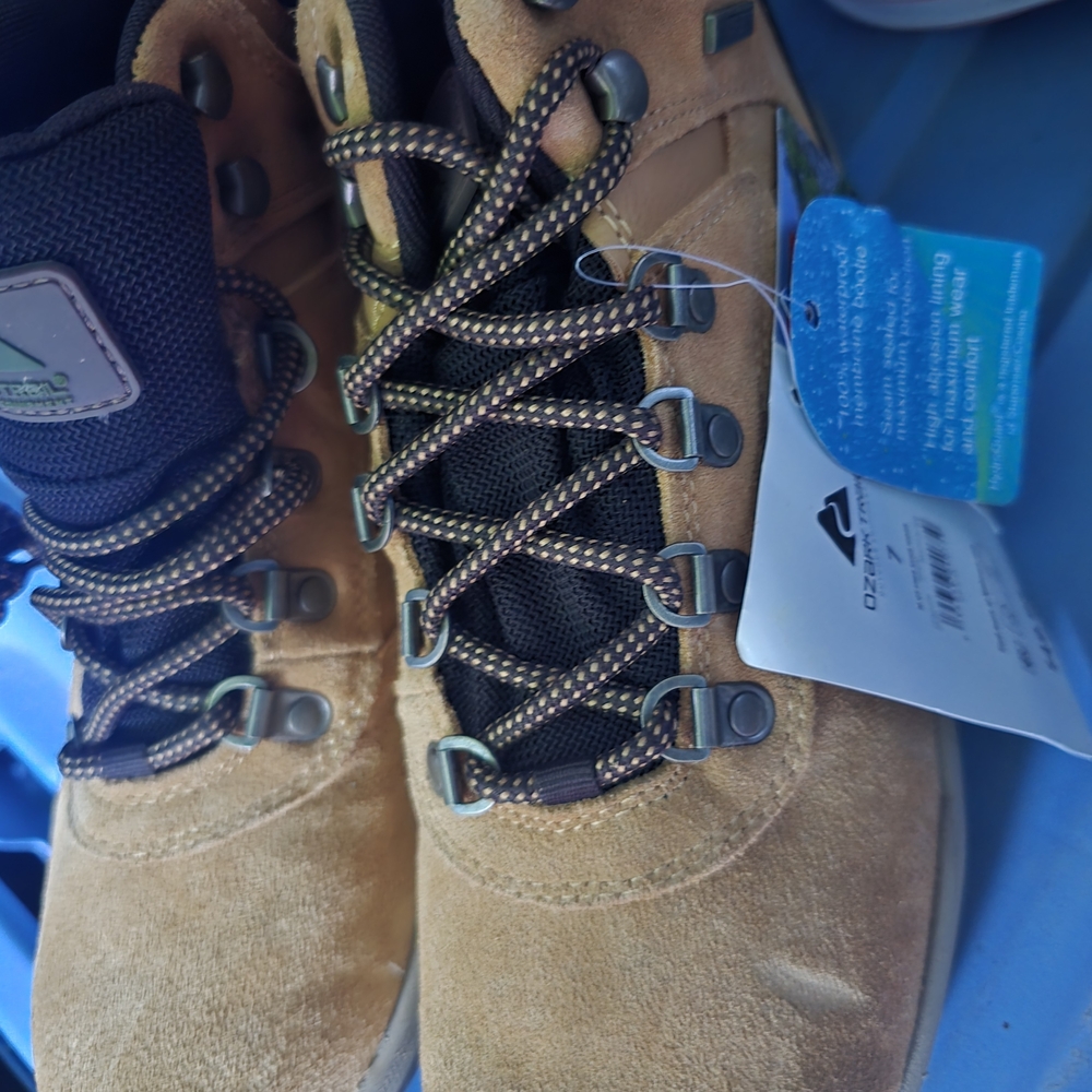 Tan Hiking Boots with Black Accents